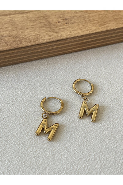Rupen Kraft 316 L Surgical Steel Letter Earrings m Letter Steel Balloon Earrings