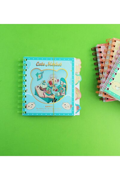 Gift Moda Cute Market Hologram Cover 4-Compartment Spiral Notebook