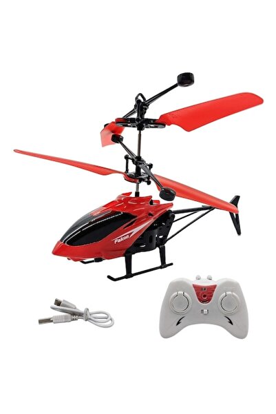 dalimag Elicopter cu telecomandă cu USB și senzor de mișcare, 18 cm, roșu,