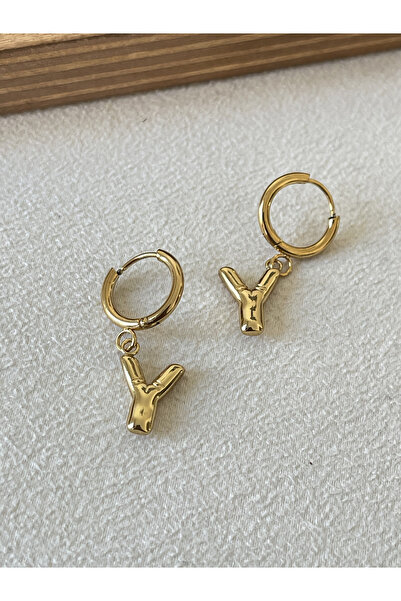 Rupen Kraft 316 L Surgical Steel Letter Earring Y Letter Steel Balloon Earring