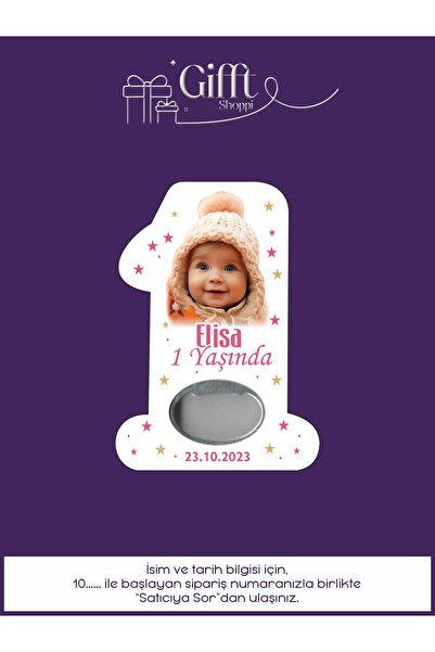 giftshoppi Resimli - Ayıcıklı 1 Rakam açacak yenidoğan doğum günü magnet hedi...