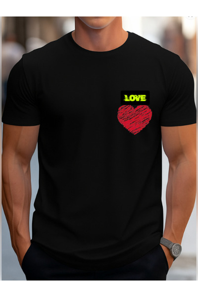 TİMİSİVA Μπλουζάκι Unisex oversized LOVE HEART με τύπωμα Βαμβακερό με κοντό μ...