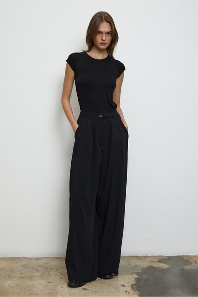 QANU Παντελόνι Palazzo Μαύρο