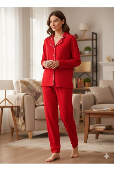 ELA Women's Red Button Detail Paddy Suit