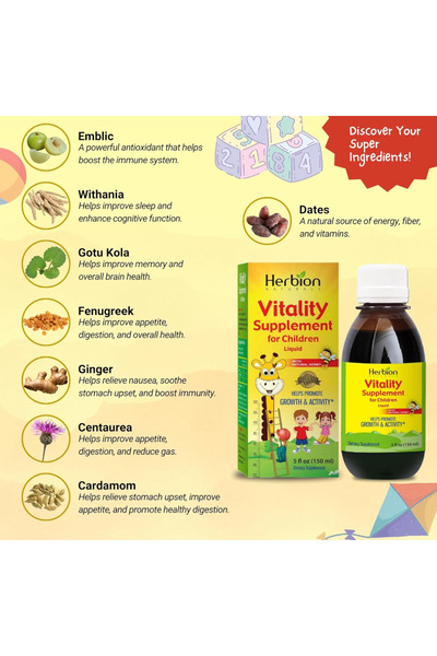 Herbion Naturals Supliment Alimentar de Vitalitate pentru Copii, 150 ml sirop