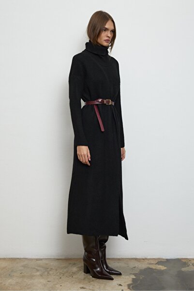 QANU άνοιγμα Πλεκτό Τούνικ Μαύρο