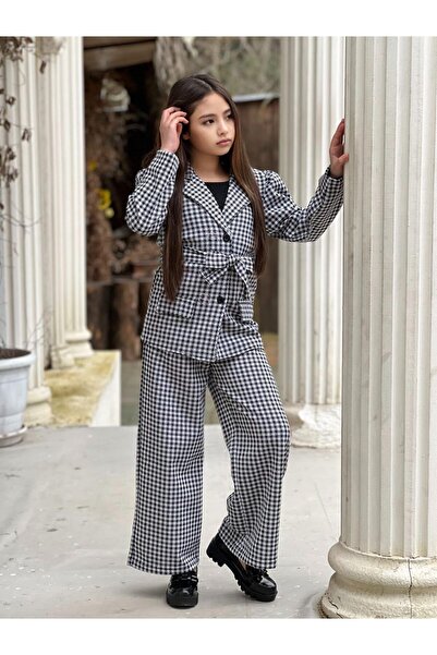 EFSACE Girl's Plaid Jacket Set