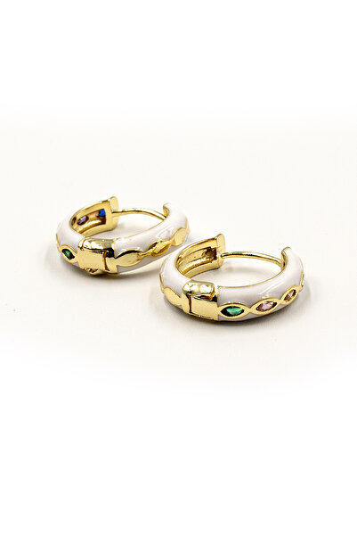 Sose Moda Colorful Stone Detailed Enamel Gold Earrings - Vibrant and Elegant Design