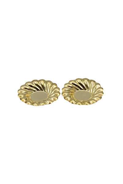 ANTEPSEPETİ Gold Plated 2-Piece Flowered Copper Tea Plate