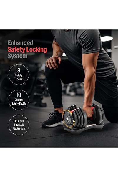 Sparnod Fitness SAD-16 Adjustable Dumbbell 16kg with 12-Level Quick Digital Dial & Base Tray