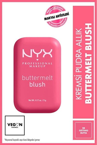 NYX Professional Makeup Buttermelt Blush Kremsi Pembe Pudra Allık 08 & Lash Sensational Maskara Mini