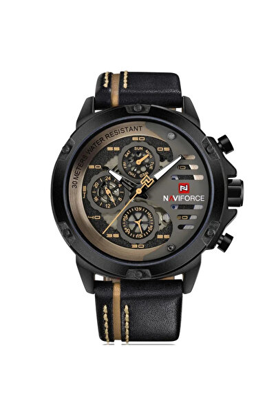 Naviforce Ceas bărbătesc sport casual analogic cuarț cronograf negru