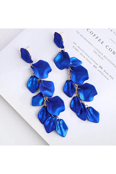 Inovius Cercei Lungi, Vintage, cu Ciucuri È™i Frunze Florale, Albastru sidefat - 664826