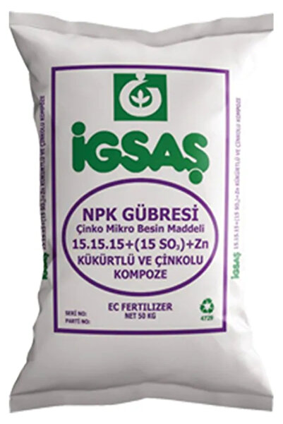 İGSAŞ 15.15.15+(15 SO3)+Zn Kukurtlu Ve Çinkolu Süper Kompoze Taban Gübre 50kg