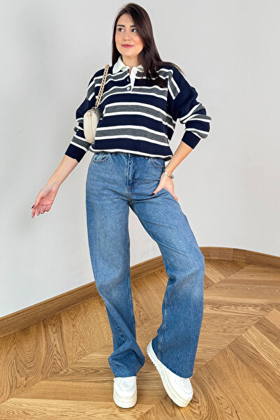 Cappmoda Jean-1077 Pale Blue Relaxed Fit Cropped Leg Jeans