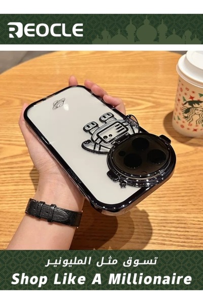REOCLE جراب هاتف مخفي مزود بحامل رائد فضاء لهاتف iPhone 14 13 Pro، واقي عدسة ...