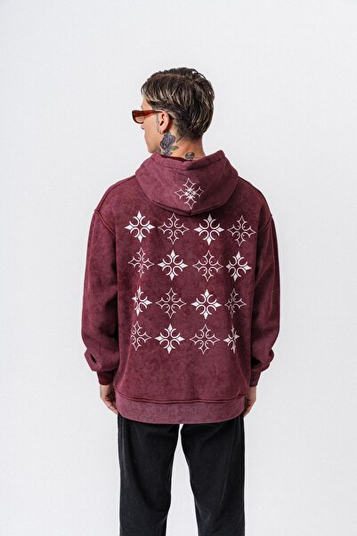 Respire Ανδρικό φούτερ με κουκούλα με στάμπα Muse, που πλένεται, Oversize Hoodie Claret Red