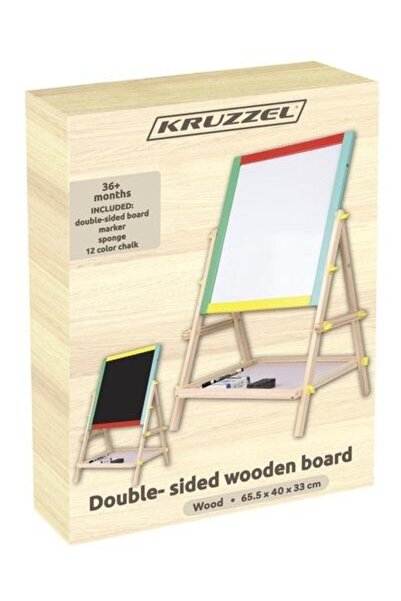 KRUZZEL Tabla magnetica dubla cu suport din lemn tip seval