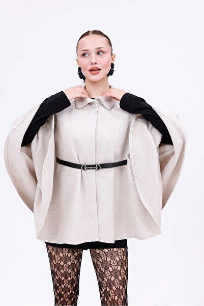 beeke Kless Women's Standard Size Medium Length Belted Cashmere Poncho 2025 New Season