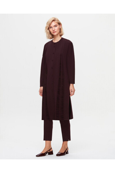 MISS DALIDA T25K-9016 Bekletme Detaylı Hırka TROTA-OUBERGİNE