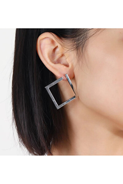 Inovius Cercei Patrati din Metal Argintii