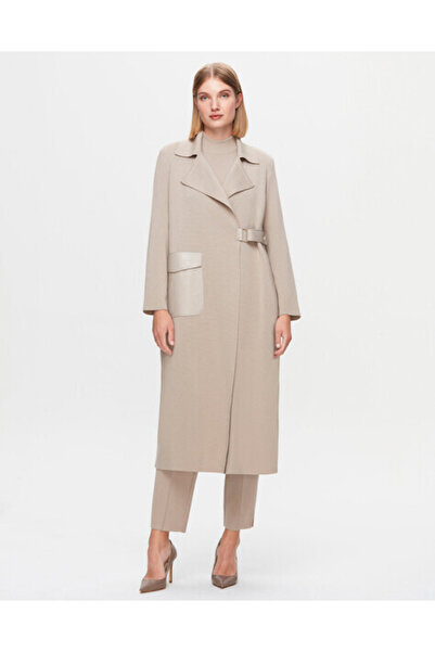 MISS DALIDA T25K-9012 Cebi ve Kemeri Deri Hırka 8YR71-STONE