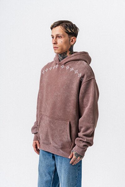 Respire Ανδρικό φούτερ με κουκούλα με στάμπα Muse, που πλένεται, Oversize, κακάο