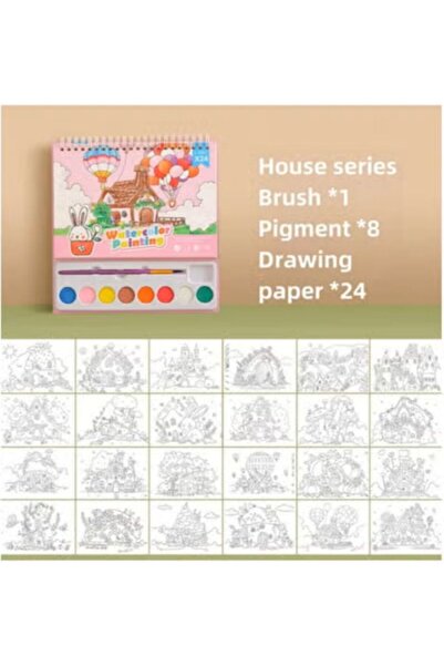 Choice Creative coloring book with watercolors and brushes, 24 pages.