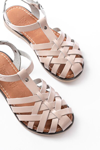 Budi 205-02 Beige Orthopedic Genuine Leather Women's Sandals