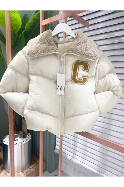 NOBLEKIDS Çocuk Şişme Mont – Sherpa Yaka & “C” Patch Detaylı, 3 İplik Şardonlu, %100 Pamuk