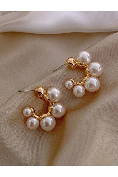 Inovius Cercei aurii rotunzi cu Perle