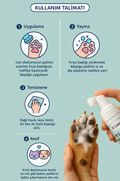 Dr.Lavender Kedi & Köpek Fırçalı Pati Temizleme Köpüğü | Susuz Vegan Şampuan 160ml