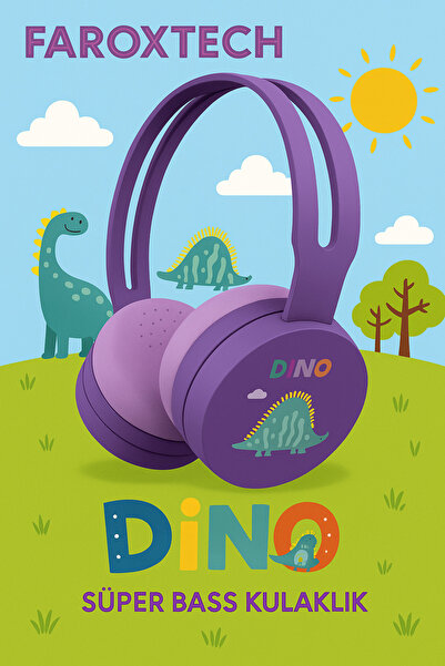 FaroxTech Dinozor Kulaklık | Çocuk Kulaklığı | Yumuşak ve Sağlam Yapı | Bluet...