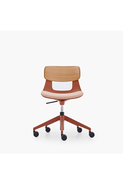 NURUS Lucrezia Ahşap Sırtlı Minderli Çalışma Sandalyesi