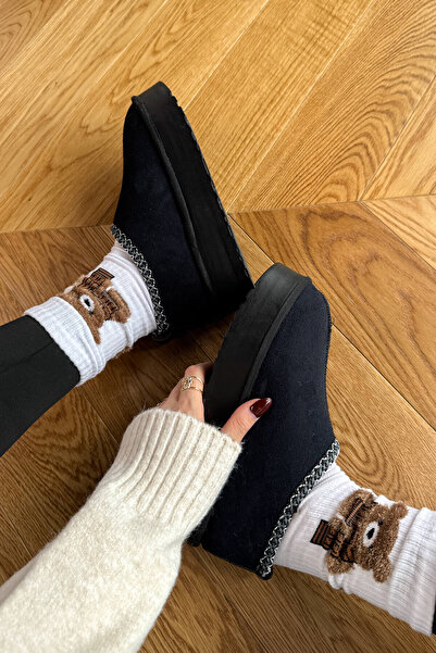 Cappmoda Ayk-1023 Black Fur Lined Ankle Boots