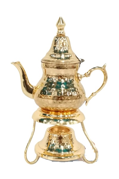 LUXURY Moroccan Teapot with Hammered Copper Warming Base, 400ml