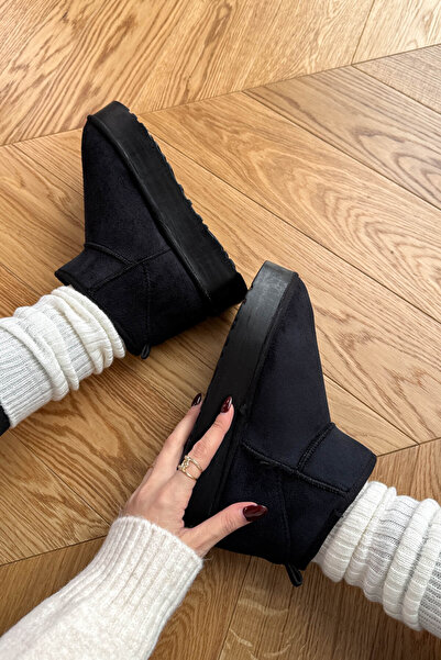 Cappmoda Ayk-1022 Black Medium Size Winter Boots with Fur Inside