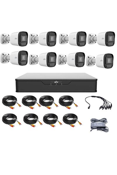 Uniview Surveillance kit with 8 cameras 5 Megapixels, Infrared 20m, 2.8mm lens, 8-channel XVR, accessories