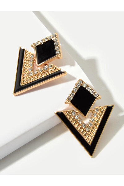 Inovius Cercei cu PicÄƒtura Geometrica â€“ Negru & Auriu - 296956