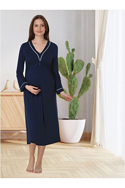 Lohusa Homewear Cămașă de noapte pentru maternitate, din bumbac, cu mânecă lu...