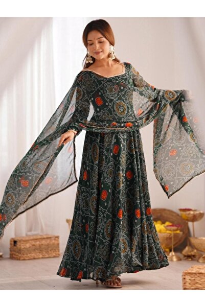 MYSMAR Black Chiffon Gown - HRT1378 | Black