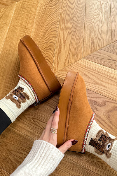 Cappmoda Ayk-1023 Tan Fur Lined Ankle Boots