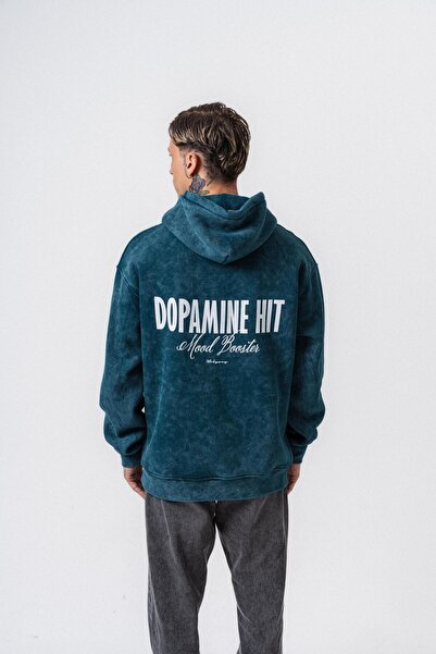 Respire Мъжка качулка с качулка и принт D. Hit, смарагдовозелена