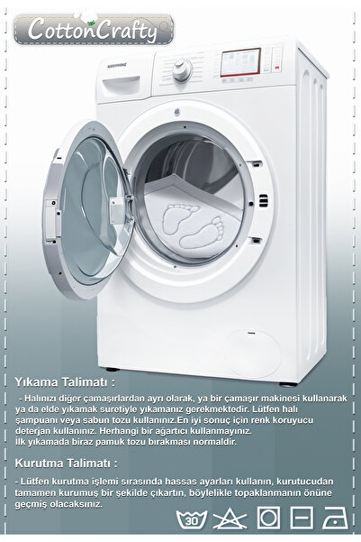 Cotton Crafty Βαμβακερό υφαντό υφασμάτινο χαλάκι μπάνιου που απορροφά το νερό 60x40 εκ.