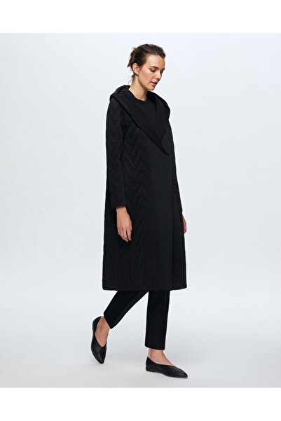 MISS DALIDA T24K-8023 Kapişonlu Kapitone Kap BLACK