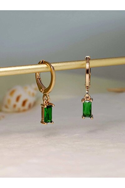 Inovius Cercei Rotunzi cu Stras Verde, 2.7x0.9cm - 99323