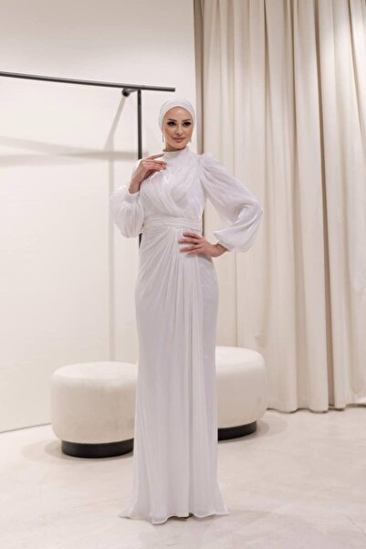 Hennin Drapeli Tesettür Nikah Abiye Elbise