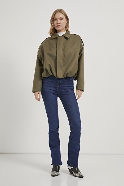 Arma Life Women's Suede Look Oversized Khaki Bomber Jacket