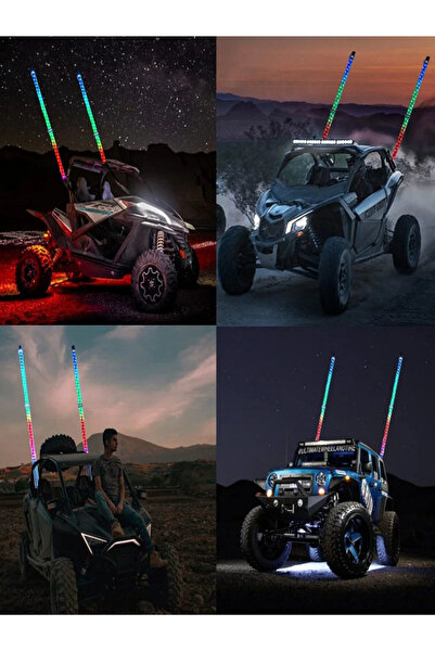 MİRCAR Rgb Led Işıklı  Bayrak Anten Çubuğu  Uyumlu 90cmOff‑road AtvUygulama Kumandalı Yüksek Parlaklık