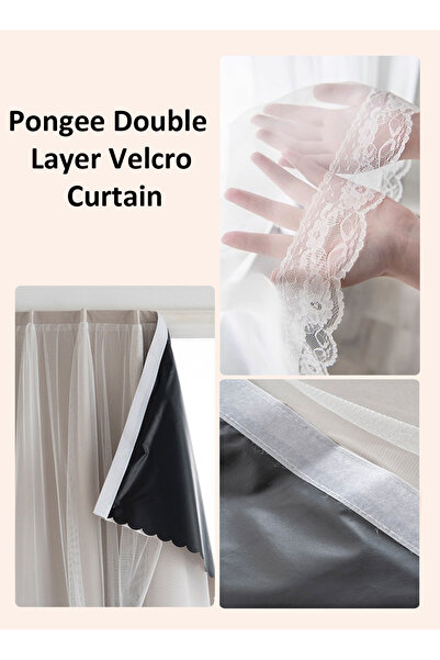 Generic Velcro Curtains with Sheer, 100% Blackout, 1 Panel, 2mW *2.3mH,Fits Windows 1-1.3m Wide, #Dark Beige